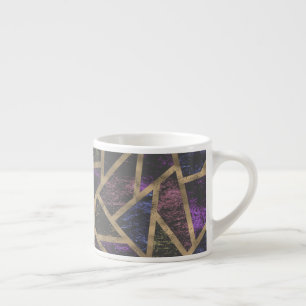 Tasse Expresso Motif en mosaïque violet et or