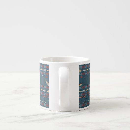 Tasse Expresso Motif ethnique de pêche (Dos)