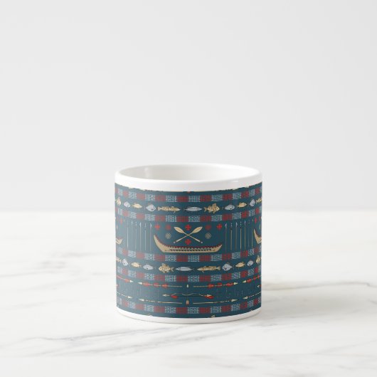 Tasse Expresso Motif ethnique de pêche (Devant)