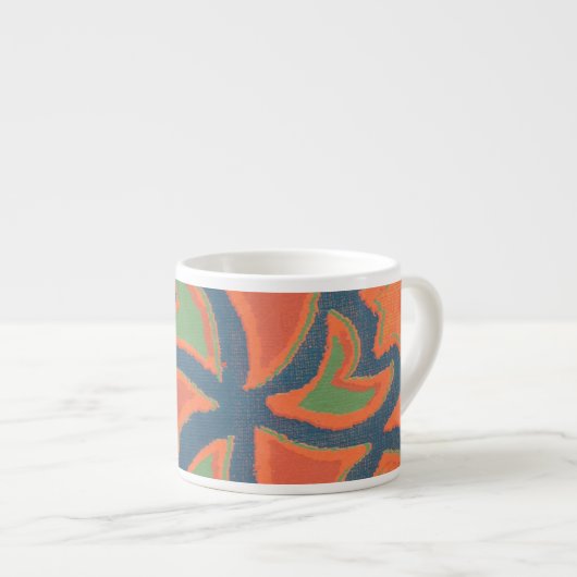 Tasse Expresso Motif ethnique Espresso Mug, Orange, Bleu foncé (Devant droit)