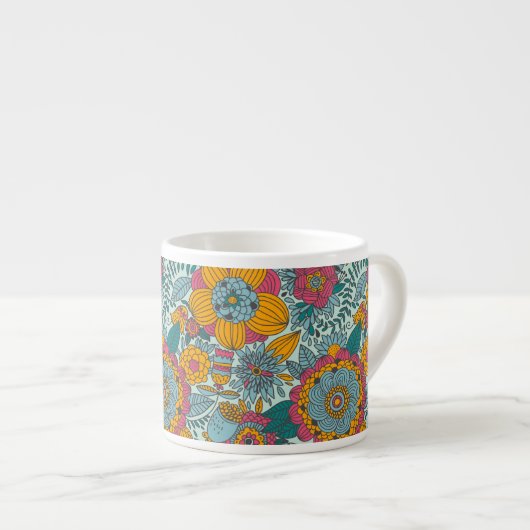 Tasse Expresso Motif floral coloré (Devant droit)