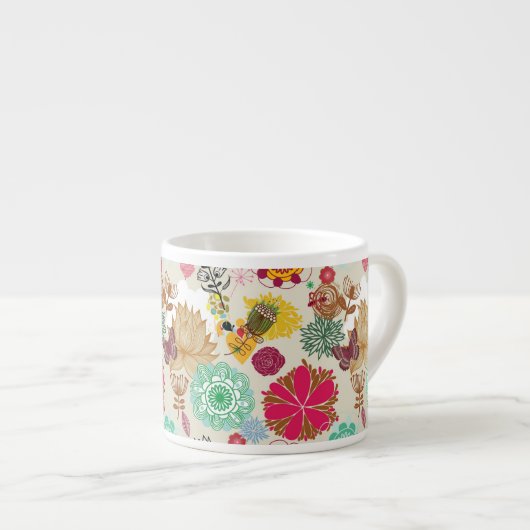 Tasse Expresso Motif floral dans le rétro style (Devant droit)