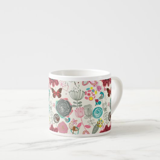 Tasse Expresso Motif floral dans le rétro style 5 (Devant droit)