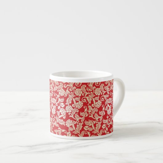 Tasse Expresso Motif floral d'arrière - plan de damassé (Devant droit)