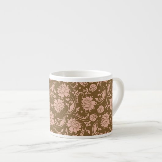 Tasse Expresso Motif floral de rose et de brun (Devant droit)