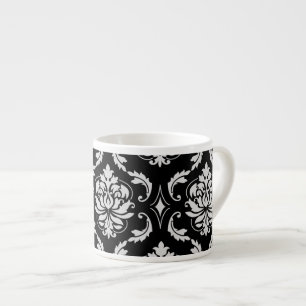 Tasse Expresso Motif floral noir et blanc classique de damassé