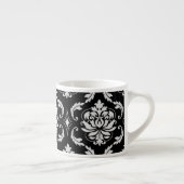 Tasse Expresso Motif floral noir et blanc classique de damassé (Droite)
