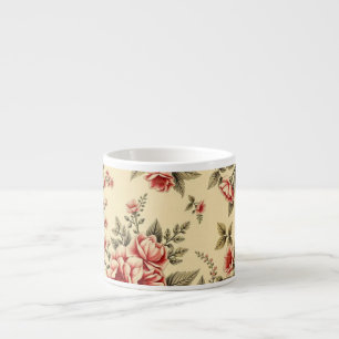 Tasse Expresso Motif floral vintage sur fond clair