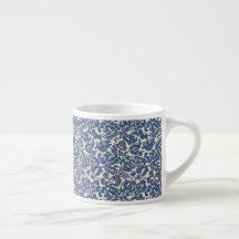Motif floral vintage William Morris bleu blanc