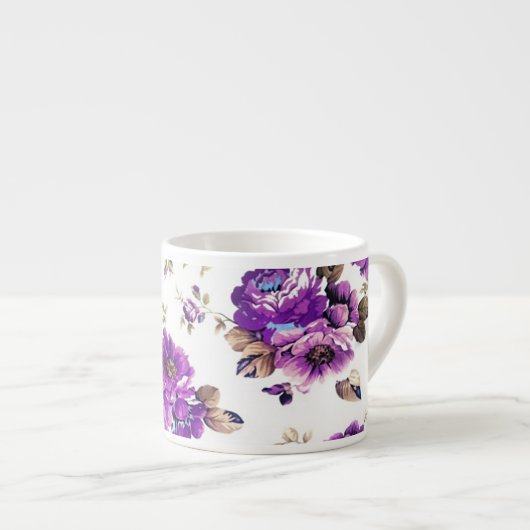 Tasse Expresso Motif floral violet (Devant droit)