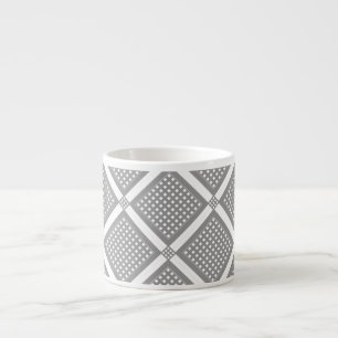 Tasse Expresso Motif géométrique à carreaux gris et blanc