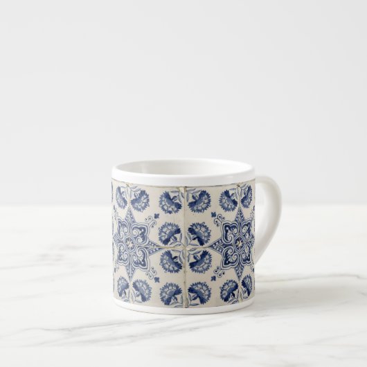 Tasse Expresso Motif géométrique bleu vintage (Devant droit)