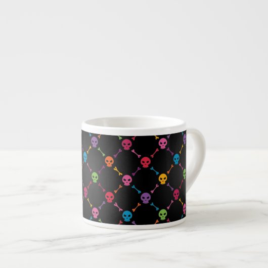 Tasse Expresso Motif multicolore avec des crânes (Devant droit)