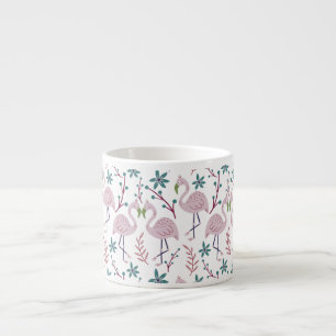 Tasse Expresso Motif rose flamingo sans couture sur arrière - pla