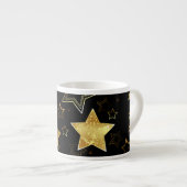 Tasse Expresso Motif sans couture avec étoiles d'or (Devant droit)