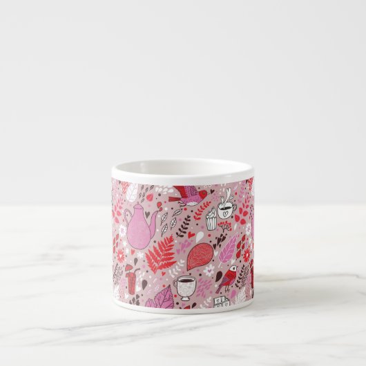 Tasse Expresso Motif savoureux avec des oiseaux et des fleurs (Devant)