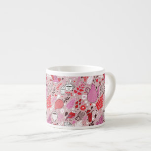 Tasse Expresso Motif savoureux avec des oiseaux et des fleurs
