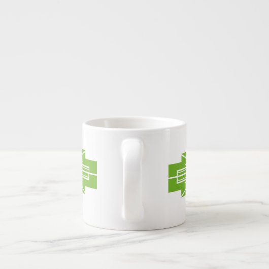 Tasse Expresso Motif Sunburst Art Déco en blanc et Lime Espres (Dos)
