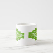 Tasse Expresso Motif Sunburst Art Déco en blanc et Lime Espres (Devant)