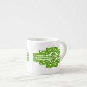 Tasse Expresso Motif Sunburst Art Déco en blanc et Lime Espres (Devant droit)