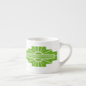Tasse Expresso Motif Sunburst Art Déco en blanc et Lime Espres (Droite)