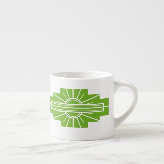 Tasse Expresso Motif Sunburst Art Déco en blanc et Lime Espres (Droite)