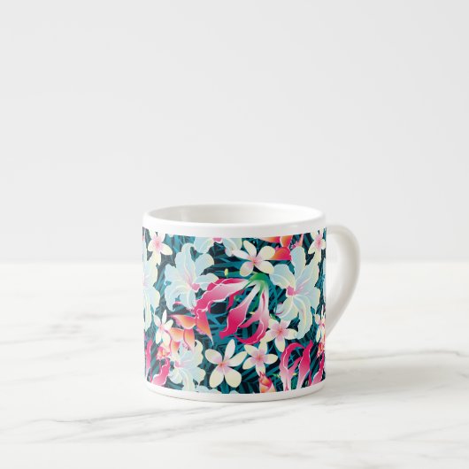 Tasse Expresso Motif tropical coloré (Devant droit)