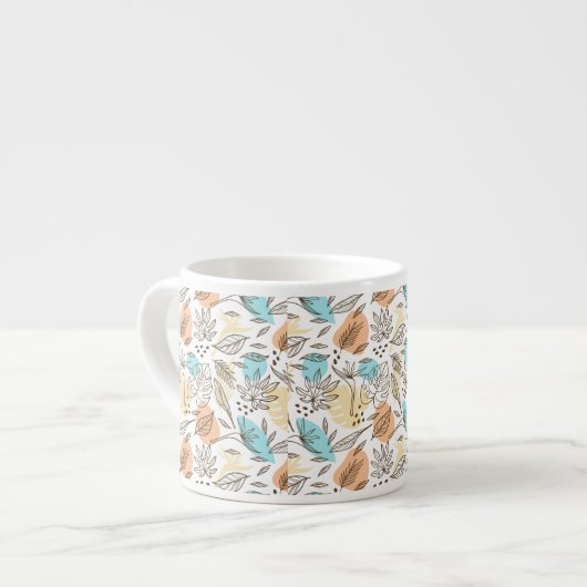 Tasse Expresso Motif tropical d'été dessiné à la main (Devant gauche)