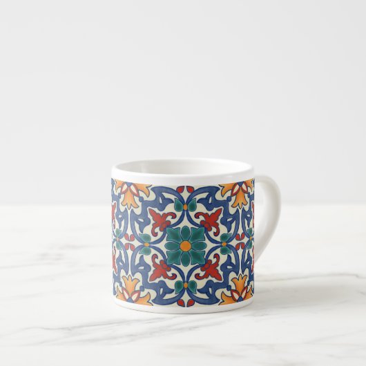 Tasse Expresso Motif Vintage de mosaïque d'Azulejos (Devant droit)
