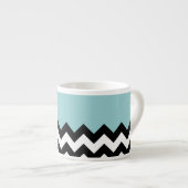 Tasse Expresso Motif Zigzag noir et blanc, Chevron, Bleu (Devant droit)