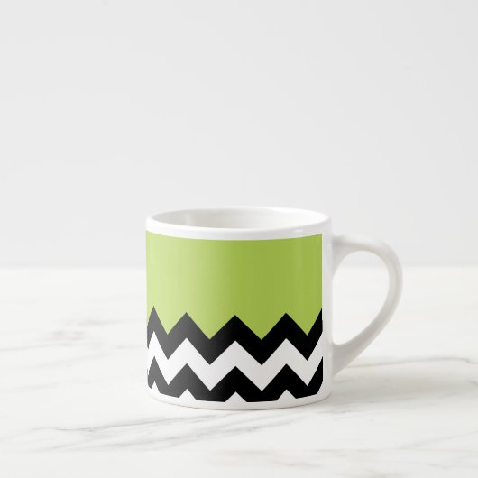 Tasse Expresso Motif Zigzag noir et blanc, Chevron, Vert (Droite)
