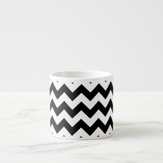 Tasse Expresso Motif Zigzag noir et blanc, Motif Chevron (Devant)