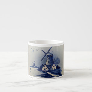 Tasse Expresso Moulin à vent bleu blanc de Delft vintage