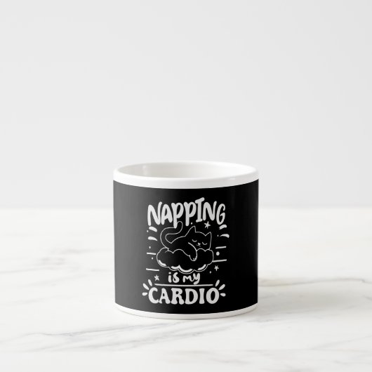 Tasse Expresso Napping Est Mon Cardio Simple Drôle Design Chat (Devant)