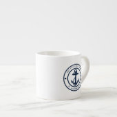 Tasse Expresso Nautical Anchor Boat Name Navy Blue Boating (Devant droit)