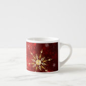 Tasse Expresso Noël Golden Snowflakes sur Arrière - plan rouge (Droite)