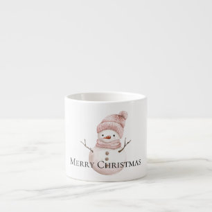 Tasse Expresso Noël rose blanc neige