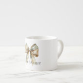 Tasse Expresso Noel Rustique Blanc Vert Or Bow Personnalisé (Devant droit)