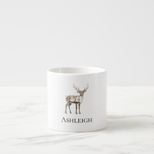 Tasse Expresso Noël Rustique Nom du cerf (Devant)