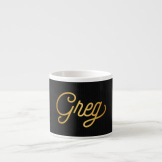 Tasse Expresso Noir élégant personnalisé d'or de Greg de