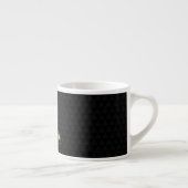 Tasse Expresso Noir moderne Élégant Or Script Chic Monogramme (Droite)