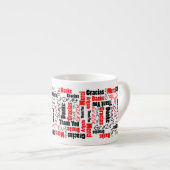 Tasse Expresso Noir rouge Merci multilingue Nuage de mots (Devant droit)