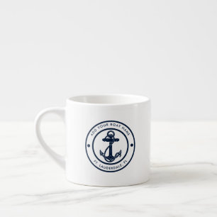 Tasse Expresso Nom de bateau d'ancre nautique bleu marine