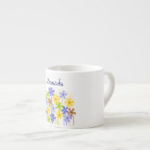 Tasse Expresso Nom du dessin de fleur simple bleu jaune brun (Devant droit)