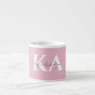 Tasse Expresso Nom du monogramme personnel rose moderne -