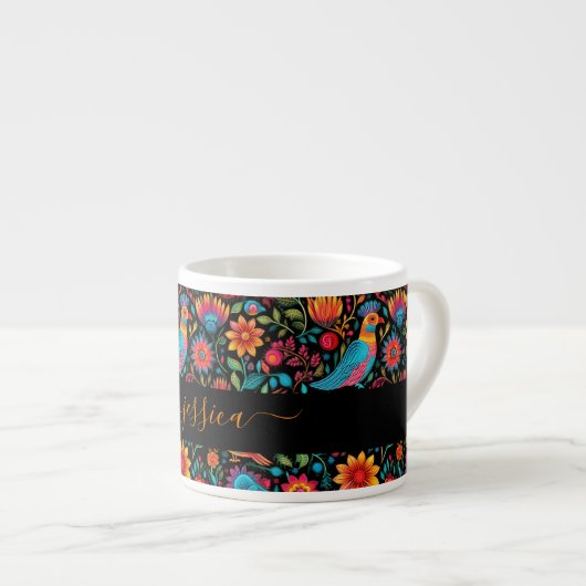 Tasse Expresso Nom du script motif mexicain moderne (Devant droit)