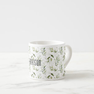 Tasse Expresso Nom    Masculin Aquarelle Verdure 6oz