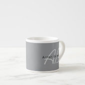 Tasse Expresso Nom ou salutation modifiable | Gris noir et foncé (Devant droit)