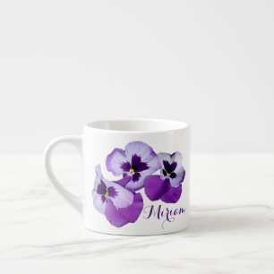 Tasse Expresso Nom personnalisable Miriam jolie flore pansy viole