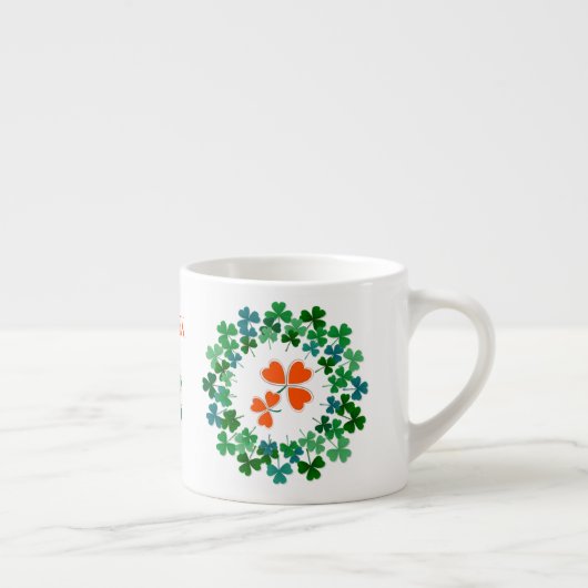 Tasse Expresso Nom personnalisé Cercle Shamrock irlandais (Droite)